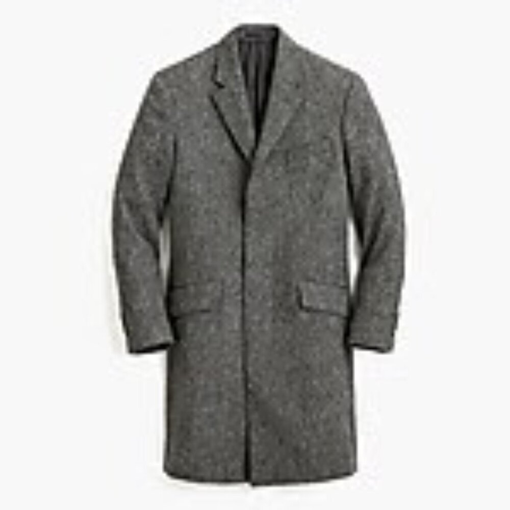 J.Crew Ludlow Topcoat in Charcoal Tweed – Size 36S – Wool-Blend Winter Coat